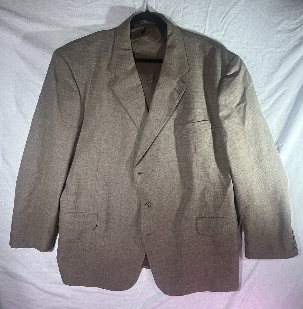 Vintage Giorgio Bertucci Men’s 100% Wool Hand Tailored Suit Tan/Brown 50/44R